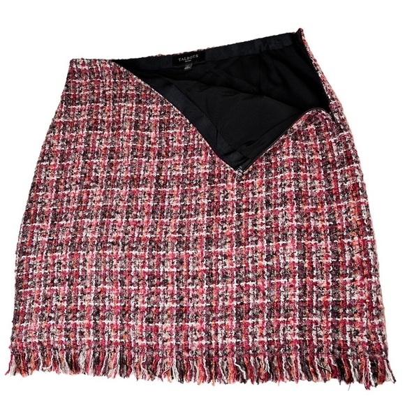 TALBOTS Rose Pink Boucle Tweed Fringe Wool Blend Skirt Women's Size 10P - Picture 4 of 11